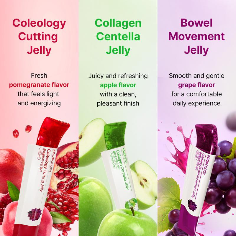 [FOODOLOGY] 3-In-1 Complete Jelly Bundle | Coleology Cutting Jelly + Bowel Movement Jelly + Collagen Centella Jelly | Metabolism Boost, Gut Health, Glow Skin Bundle