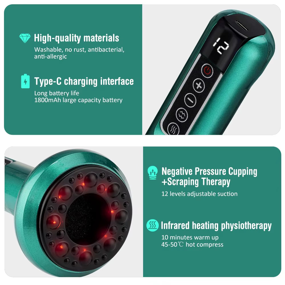 Smart Body Massager Vacuum Suction Device Cellulite Fat Bruning Handheld Chinese Sculpting Heating Cans for Belly Back Massage