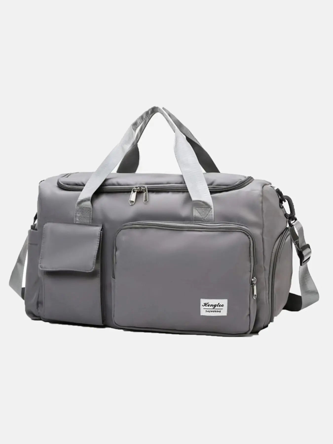 Women'S Fashion Large Capacity Travel Bag, Solid Color Letter Patch Zipper Pocket Travel Bag, Casual Lightweight Travel Bag for Gym & Short Business Trips, Durable Travel Bag