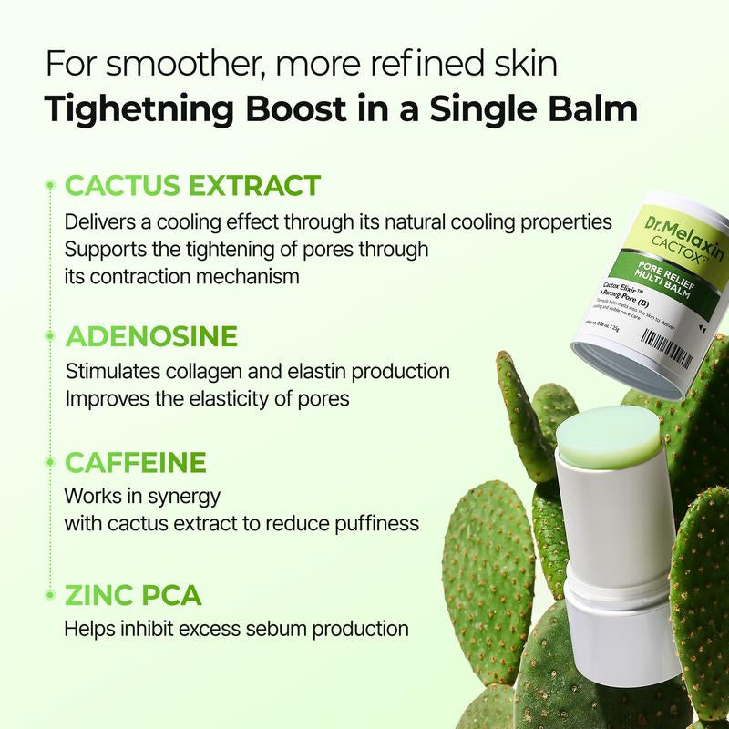 [Dr.Melaxin Official] CACTOX PORE RELIEF MULTI BALM with Cactus Cooling Reduce Puffiness & Pore Tightening for Visible Pore Care Skin Repair
